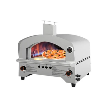 Свободно стояща преносима газова печка за пица от неръждаема стомана черен цвят на открито