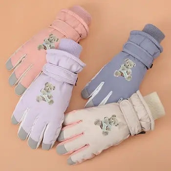 Нескользящие топли дамски ски ръкавици с отворени пръсти, дебели ветроупорен ръкавици за езда, непромокаеми ръкавици цялата дължина на пръстите на зимата-есен