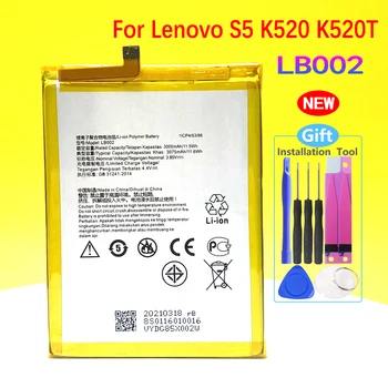 Батерия LB002 за Lenovo S5 K520 K520T, Капацитет на батерията 3075 ма 11.6 Wh, 100% чисто Нов, високо качество, В наличност