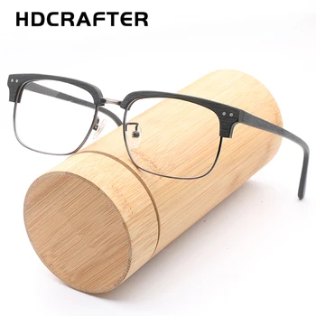 HDCRAFTER Реколта Рамки за оптични точки От дърво Прозрачни Очила от естествен дървен без Рамки за очила при късогледство/далекогледство