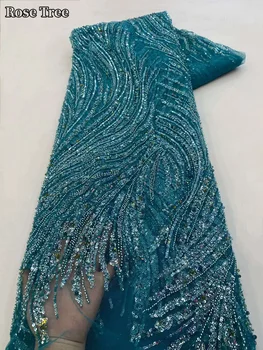 Лейси кърпа за африканския младоженеца 2024, висок клас на Френската луксозна дантела, лейси плат с нигерийскими пайети за сватбена рокля