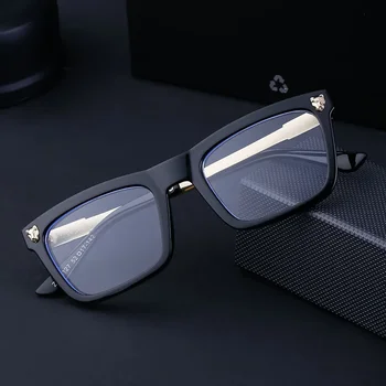 Модни прости мъжки квадратни слънчеви очила метална рамка с леопардовой главата, летни улични очила за шофиране Gafas