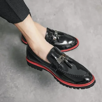 Мъжки Кожени Мъжки обувки Пролет 2023 Нова Бизнес Официалната облекло Стилна Черна Дишаща Ежедневни обувки С меки Подметки на Мъжки Младежта