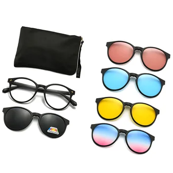 6 В 1, произведени по поръчка Мъжки и дамски поляризирани Оптични Магнитни слънчеви очила с магнитна закопчалка, слънчеви очила Polaroid с магнитна закопчалка в рамки за слънчеви очила