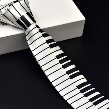 Креативен дизайн на Уникален музикален Подарък вратовръзка за мъжете с пиано клавиатура Широка Класическа музика Тънка вратовръзка за мъжете и Вратовръзки