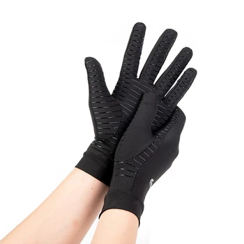 Мъжки ръкавици от ликра със сензорен екран от медни влакна, Спортни Топли Зимни велосипедни ръкавици, ръкавици с пълни пръсти