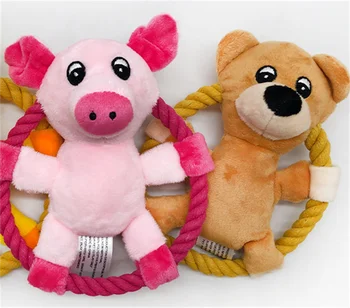 Плюшени играчки за кучета, които създават звук, Забавна прасе, патица, мечка, Интерактивна звукова играчка Кученце, жующий Инструменти за почистване на зъбите, стоки за домашни любимци