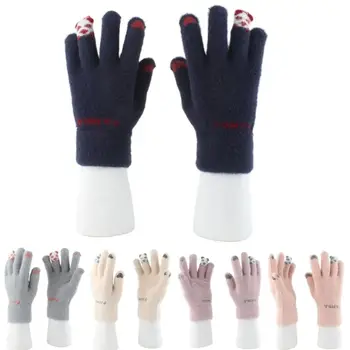 Crochet ръкавици с анимационни пандой, модни сгъстено издръжливи ръкавици със сензорен екран, Ветроупорен Дишащи зимни ръкавици