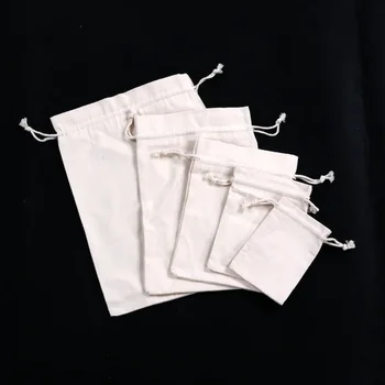 Универсална холщовая бяла чанта на съвсем малък празен пакет за ориз за съхранение на памучна опаковка за бижута