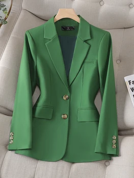 Есенно-зимния женски сако с дълъг ръкав, дамски яке, черно, Каки, Червени, Зелени, однобортная дамски бизнес работно облекло, официално палто
