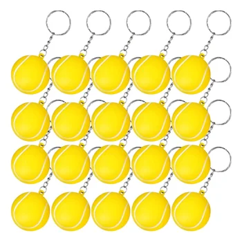 Жълти ключодържатели с тенис топка в 20 опаковки за подаръци за парти, карнавал, училищни награди, подарък за пълнители за чанти за партита, спорт