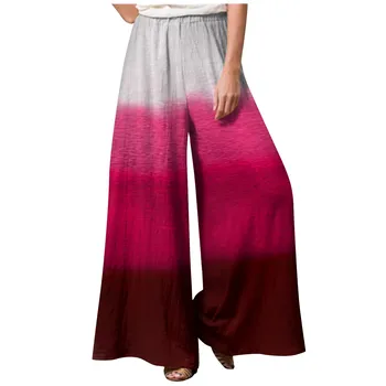 Women ' s Fashion Губим Casual Gradient Print Еластични Waist Pocketless Wide Leg Casual Pants дамски дрехи за пълни 여성가을옷