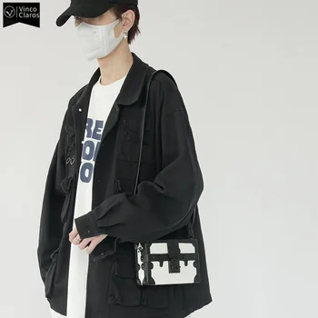Висококачествена и луксозна дизайнерска мъжки чанти-бокс, стръмни улични чанти за рамо за мъже, модни нишевая форма на куфара на рамото си.