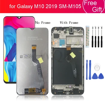 За Samsung Galaxy M105 2019 LCD сензорен дисплей, дигитайзер, възли за samsung M10 lcd с рамка, резервни части за ремонт на 6,22 