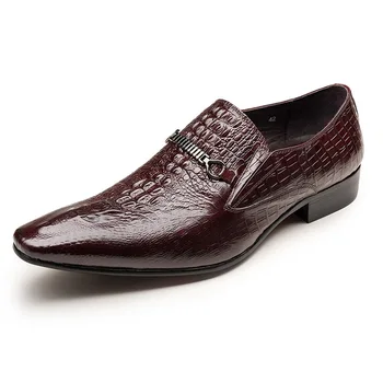 Класически мъжки кожени модела обувки без закопчалка, луксозна модерна офис Ежедневни бизнес мъжки официалната обувки, Мъжки лоферы с шарките на алигатора
