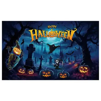 Фон за парти на Хелоуин 5,9x3,6 фута Снимка Тиква Гроб Призрак на Фона на фотографско студио Снимков банер