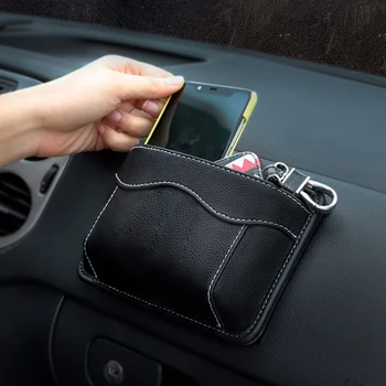 Автомобилна чанта-органайзер за автомобилни чанти, Универсални карти от изкуствена кожа, неприятен чанта за мобилен телефон, аксесоари за интериор, кутия за съхранение в колата