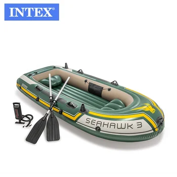Intex 68380 Seahawk 3 Серии Лодка Надуваема Гумена Лодка с Алуминиева Бухалка Надуваем Каяк Риболовен