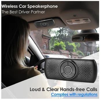 Безжичен комплект за кола, съвместим с Bluetooth, микрофон, козирка, говорител за телефон, автоматична аудиоприемник, съвместим с Bluetooth.