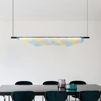 Нов стил led окачен лампа Метална мрежа в стил арт деко от 120 см, трапезария, кухня, бар, магазин, Осветителни тела, Регулируем кабел