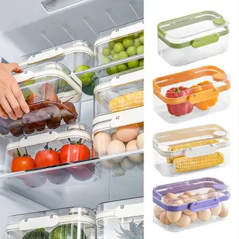 Контейнер за плодове За хладилник, Портативен контейнер за зеленчуци, Прозрачен гевгир за салата, Кутии, Штабелируемая кутия за яйца, аксесоари за дома