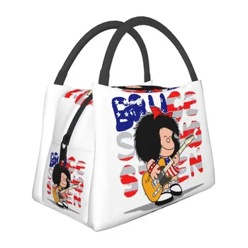 Чанта за обяд с термоизолация Musician Mafalda, женствена чанта за обяд с комиксами Quino, Множество чанта за обяд за работа и пътуване, Многофункционална кутия за храна