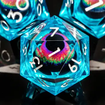 Комплект кубчета KERWELLSI DND Beholder's Eye за подаръци на d & d, кубчета dungeon и dragon, набор от кубчета с течно ядро и остри ръбове, кубчета за ролеви игри