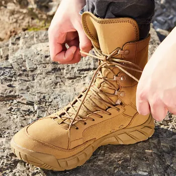 Тренировка по скално катерене на открито, Водоустойчив Висока обувки, военни Бойни Тактически обувки, Мъжки Женски Ловни Туристически армейските обувки в пустинята.