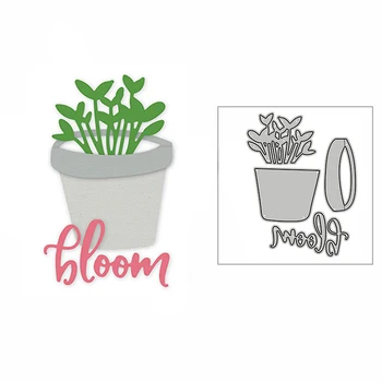 Нови цъфтящи и зелени растения в саксии, Word 2020, метални режещи форми за scrapbooking и производство на пощенски картички, форма за щамповане без печати