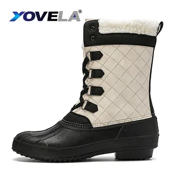 Зимни дамски външни непромокаеми зимни обувки, висококачествени топли плюшени нескользящие обувки, дамски обувки, Модни топли плюшени обувки с висок берцем.