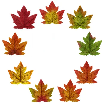 50 БР. Симулационно растение, фестивал на реколтата и на вси, цветен режим, украса, многоцветни есенни листа, имитации на кленов лист