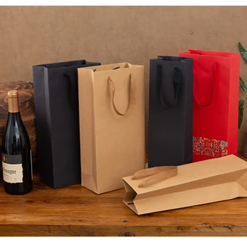 1 бр. Елегантна мода двупластова удебелена подарък чанта за червено вино и шампанско, сувенири за празници, сватбени тържества, Подаръчни аксесоари