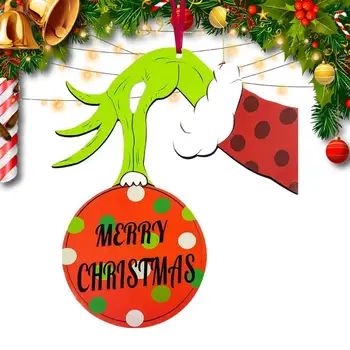 Коледна Табела С Шнурком Атмосферни Причудливи Дървени Пальчиковые Знаци Коледна Украса За Парапет Парапет Коледна Елха