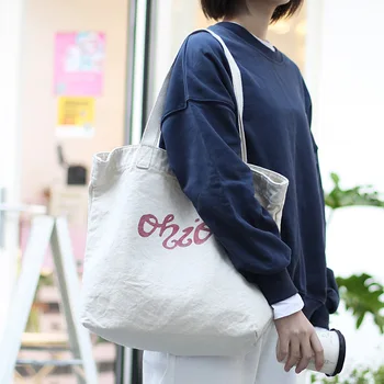 Чанта през рамо с Жените в корейски стил Простата мързелива холщовая Модни Ежедневна чанта с писмото принтом Голям капацитет