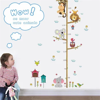 Стикер за стена с линия на растеж на детето със собствените си ръце за детска стая, стикери за стена с мультяшными животни, Линийка за измерване на растежа на детето, Стикер за стена