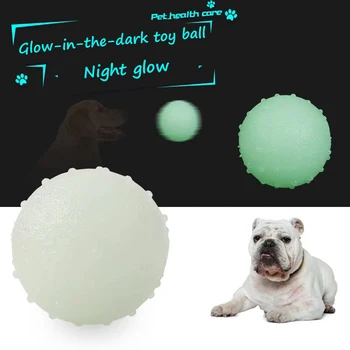 Играчка за домашни кучета, нощен светлинен топката, Хранителни играчки от чист естествен каучук, за големи кучета, нескользящие, светещи, за малки кученца