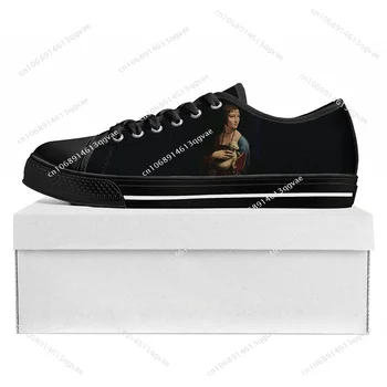 Дама с ниско берцем от горностая Маратонки Дамски, Мъжки Юношески Висококачествени обувки Парусиновая обувки По поръчка по Индивидуална обувки Черен цвят
