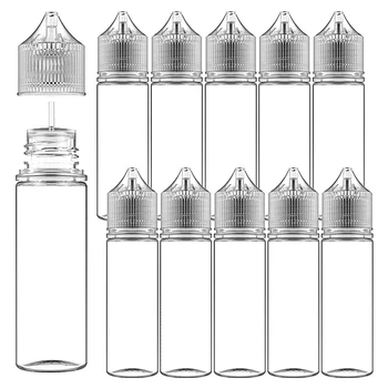 30 мл / 100шт 60 мл / 50шт Пластмасова празна бутилка-пипета за течност за окото от прозрачна вода с дълъг фитил и прозрачен капак