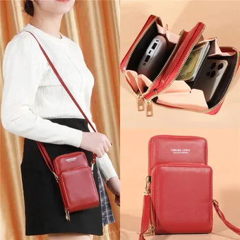 Чанта през рамо за мобилен телефон, чанта през рамо, жените многофункционална чанта със сензорен екран, чантата с RFID карта, дамски чанти-месинджър
