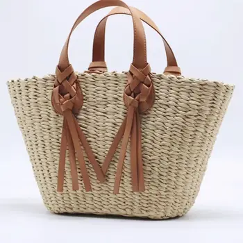 Луксозна дизайнерска сламена чанта за количка, Летни плетени чанти от ратан, артистична голяма чанта през рамо, пътни плажни чанти за жени 2023, чанта-тоут