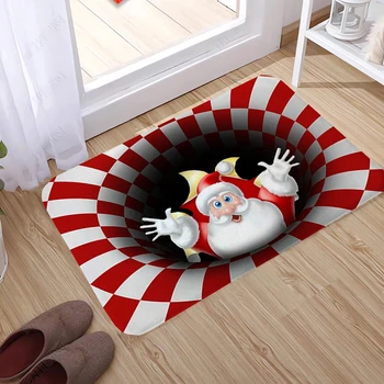 Креативен Коледен мат с 3D изображение на черна дупка за баня за декориране на спалня, подложка за краката, кухненски килим, подложки за една стая, баня