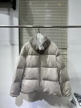 Дамски зимни naka яке от висококачествен гъши пух норка - топло, модерно, утягивающее и универсално палто