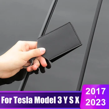 За Tesla, Модел 3 Y S X 2017-2022 2023 Кожен Държач За Ключове От Колата Защитно Покритие Ключодържател Клип Калъф За Карти-Аксесоари