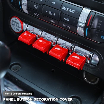 4ШТ Декоративна капачка бутон на централната панел за управление на превозно средство на 2015-2020 Ford Mustang Промяна в интериора на автомобила Автомобилни аксесоари