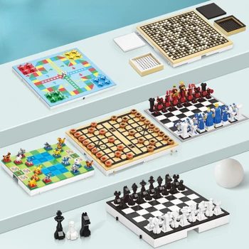 Шах набор от Градивни елементи Играчки Шахматната дъска, Сгъваема набор от микроблоков Играчки за момчета и момичета, Подарък за рожден Ден, Детски играчки блокове