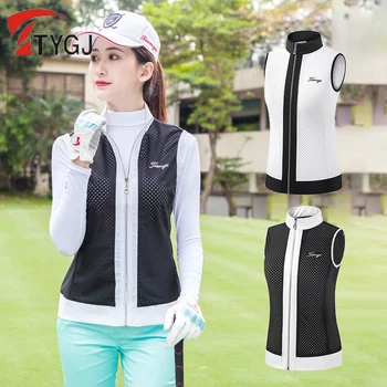 Ttygj, дамски якета за голф с дишаща мрежа, женски тънка жилетка за голф без ръкави, женски палто с цип с защита от пот, ежедневни якета