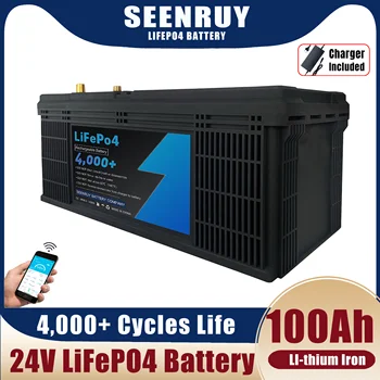 Батерия LiFePO4 24V 100Ah Вградена Литиево-Желязо-Фосфатная Батерия BMS за Слънчевата Система RV House Trolling Motor Solar