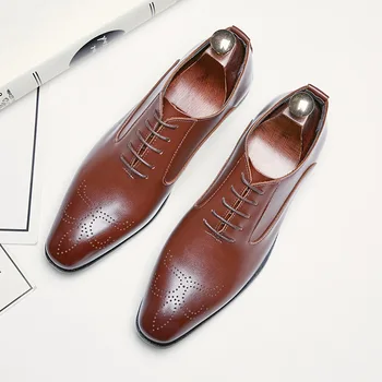 новата пролетно модни мъжки обувки за един играч игри man pointed han edition, бизнес кожени обувки