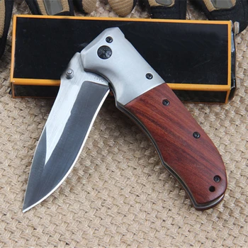 Горещ Джобен нож, Ловен нож 5Cr Нож от неръждаема стомана с Дървена дръжка Складное острието на Тактически Ножове, Инструменти за оцеляване Походный нож