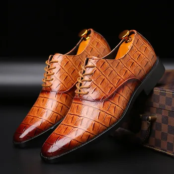 Мъжки Класически Кожени обувки в Британския бизнес стил, Мъжки Обувки-Дерби в Ретро стил, Офис Обувки на плоска подметка, Мъжки Oxfords За Сватбени партита, Размерът на ЕС 38-48